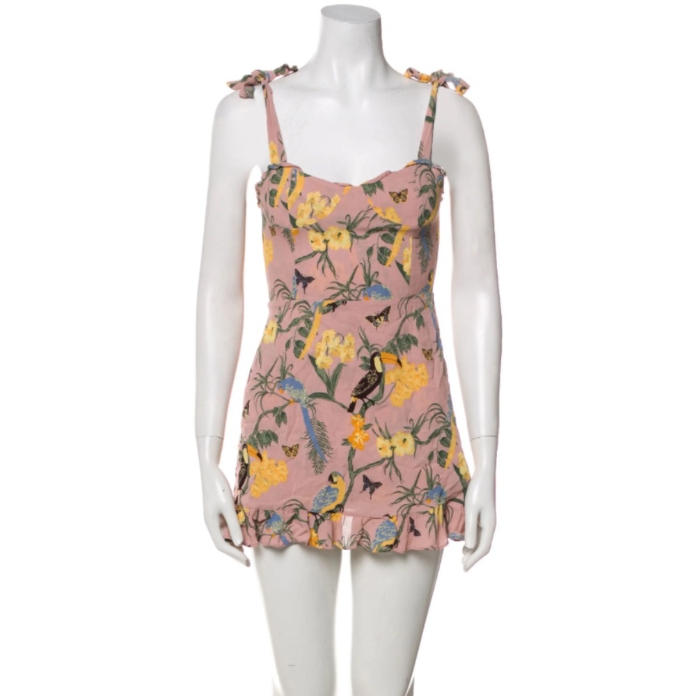 Reformation pink tropical mini dress